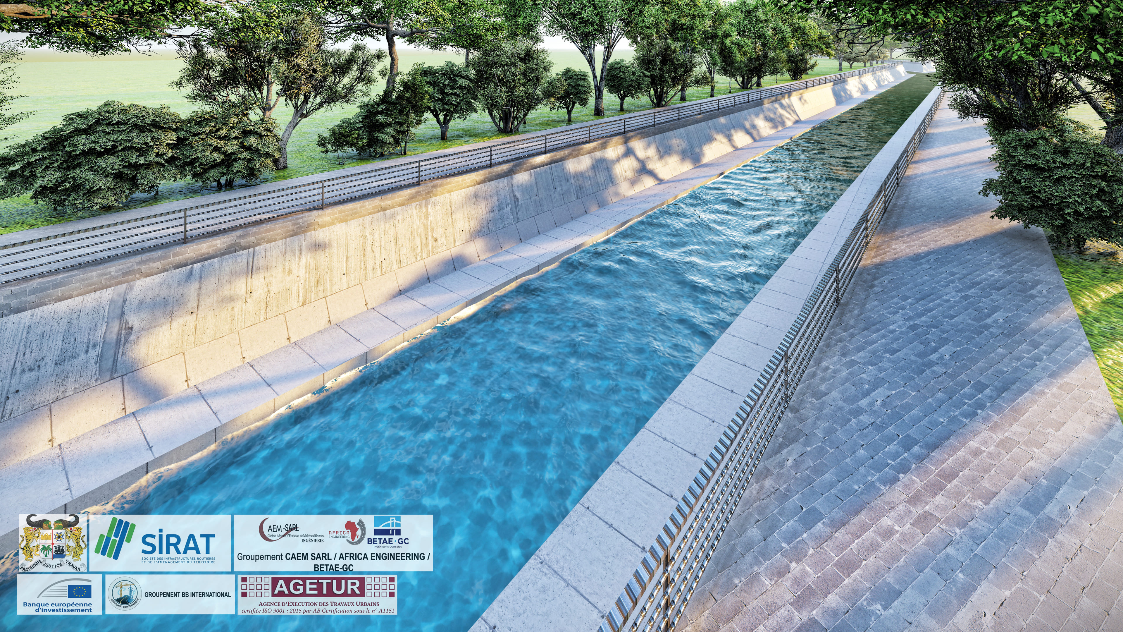 Canal béton urbain Bohicon - Projet SIRAT Groupement BB International AGETUR BEI Bénin
